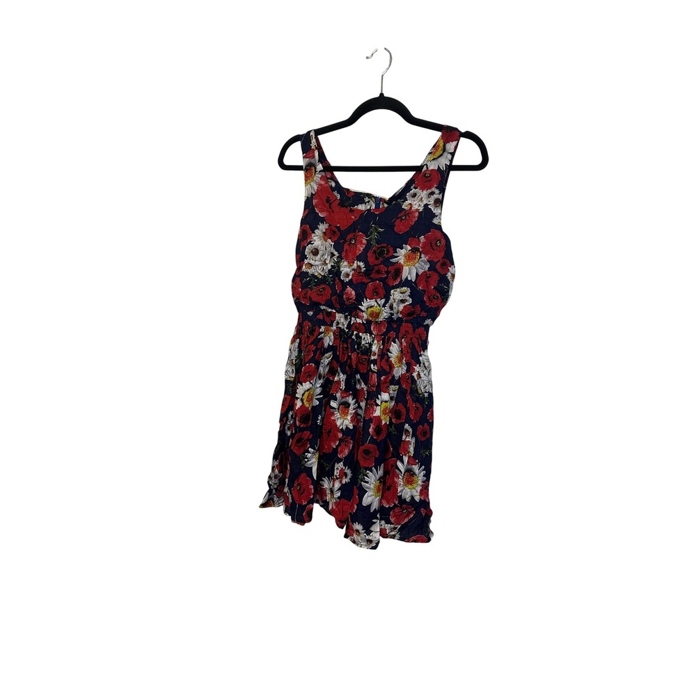Zeagoo Women's Floral Print Sleeveless Mini Dress Navy Red White Size S‎